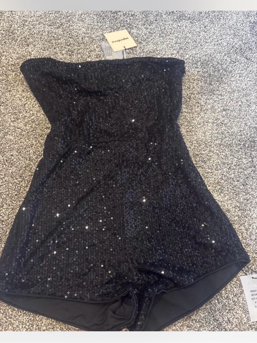 superdown Black Sequin Strapless Romper - Picture 3 of 3
